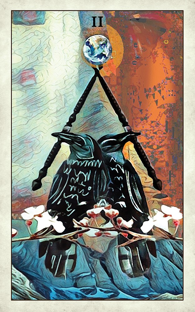 CrowTarotTwoOfWands